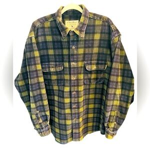 Eddie Bauer Shacket Jacket Shirt Mens Large Blue Green Corduroy Plaid 90s VTG